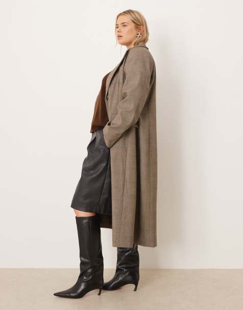 ASOS DESIGN Curve tailored longline blazer in plaid - view 1