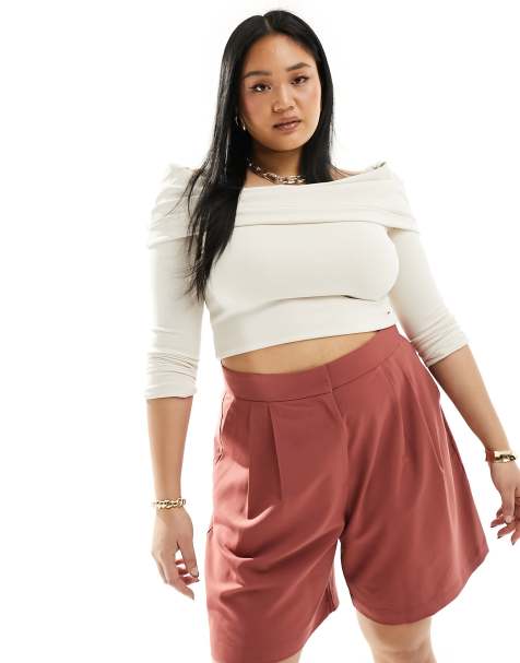 ASOS DESIGN Curve tailored longline shorts in rust - view 1