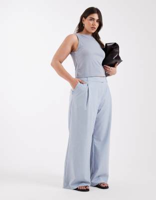 ASOS DESIGN Curve tailored low rise relaxed pants in soft blue 11990₽
