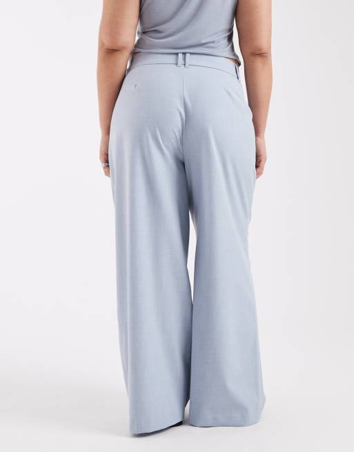 ASOS DESIGN Curve tailored low rise relaxed pants in soft blue, 3 of 5