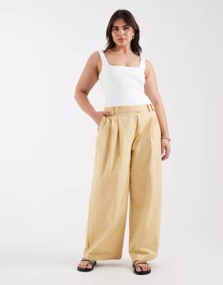 Asos Design Curve Tailored Mensy Pants In Yellow