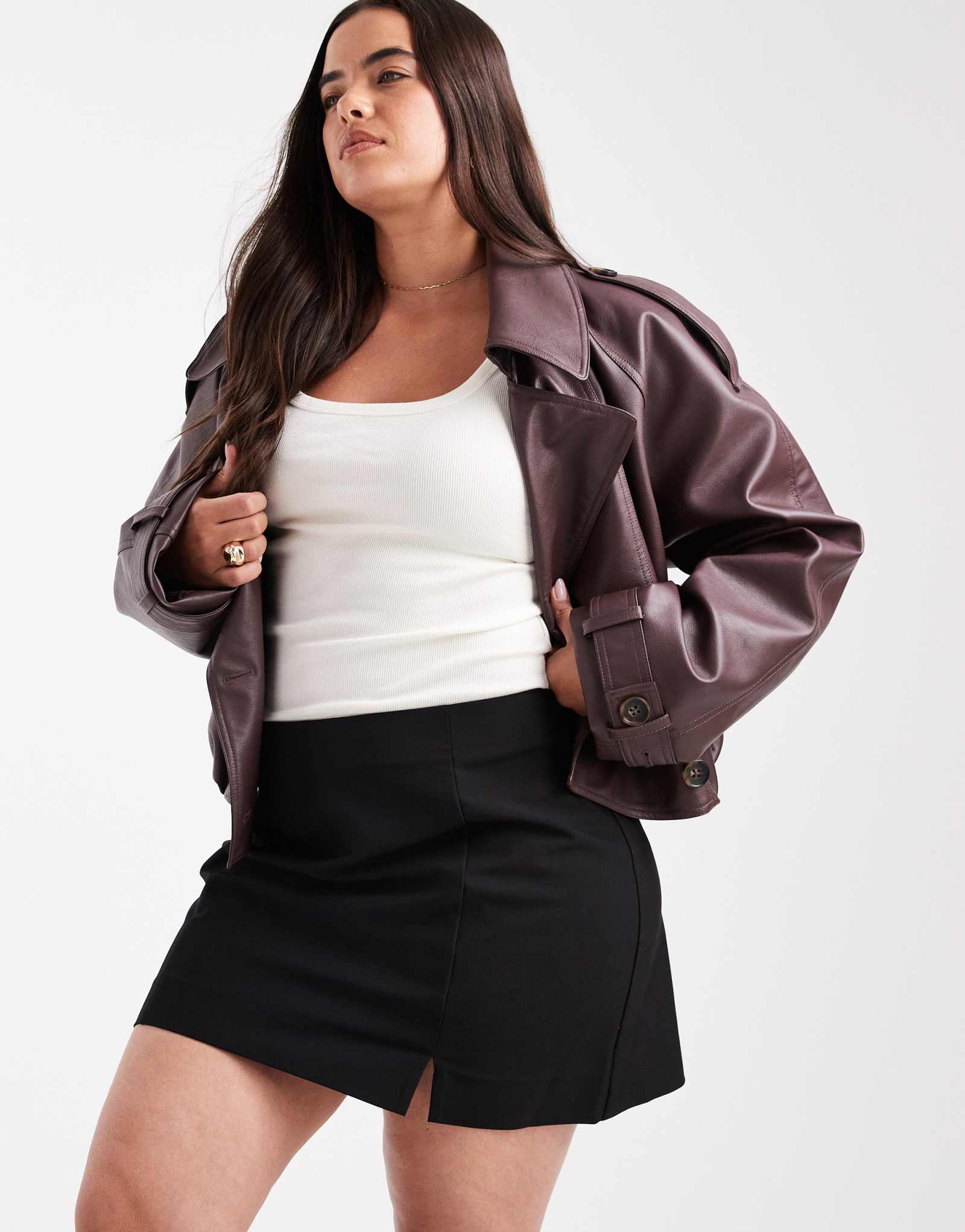 Облегающая мини-юбка ASOS DESIGN Curve с разрезом черного цвета