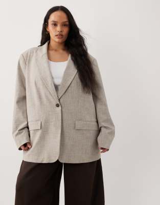 Asos Design Curve Tailored Oversized Blazer In Gray