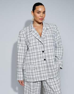 Asos Design Curve Tailored Oversized Blazer In White