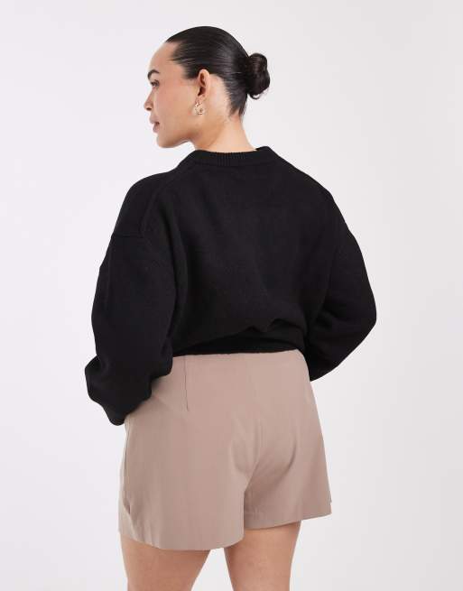 ASOS DESIGN Curve Tailored pelmet mini skort with split in grey, 5 of 5
