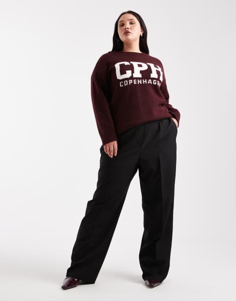 ASOS DESIGN Curve tailored pull on pants in black - view 1