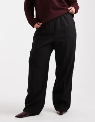 Asos Design Curve Tailored Pull On Pants In Black