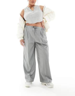 Asos Design Curve Tailored Pull On Pants In Gray