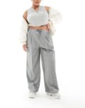 [ASOS Curve] ASOS DESIGN Curve tailored pull on pants in grey 24 Grey