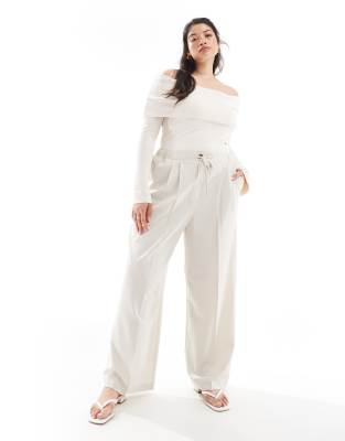 Asos Curve Asos Design Curve Tailored Pull On Pants In Stone-neutral