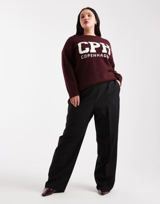 ASOS DESIGN Curve tailored pull on trouser in black