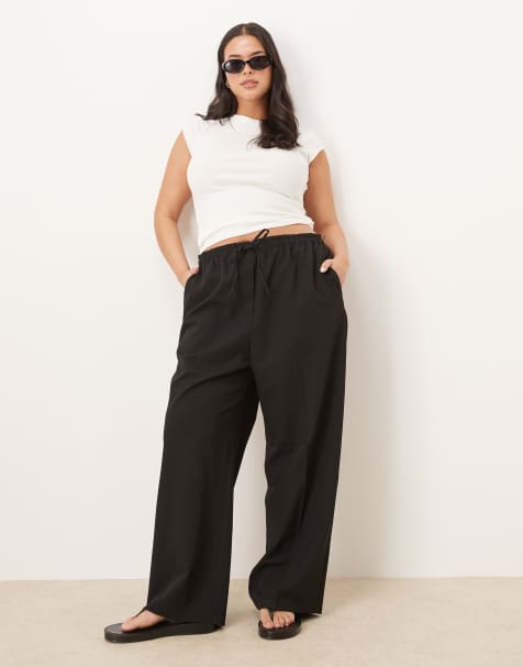 ASOS DESIGN Curve tailored pull on trousers in black - view 1