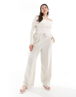 ASOS DESIGN Curve tailored pull on trousers in stone