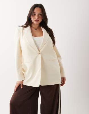 Asos Design Curve Tailored Relaxed Blazer In White