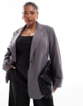 [ASOS Curve] ASOS DESIGN Curve tailored relaxed blazer in grey 18 Grey