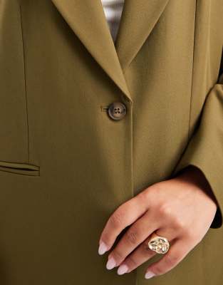 Asos Design Curve Tailored Relaxed Blazer In Green