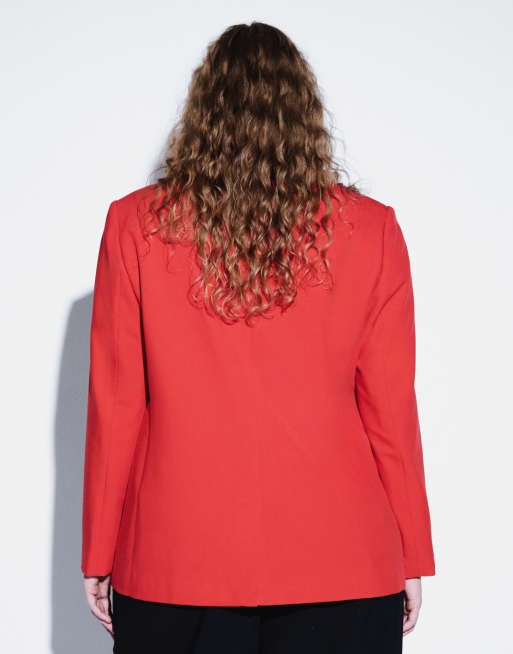 ASOS DESIGN Curve Tailored relaxed blazer in red, 3 of 4