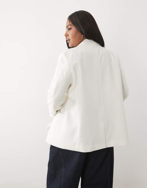 ASOS DESIGN Curve Tailored relaxed blazer in white, 4 of 4