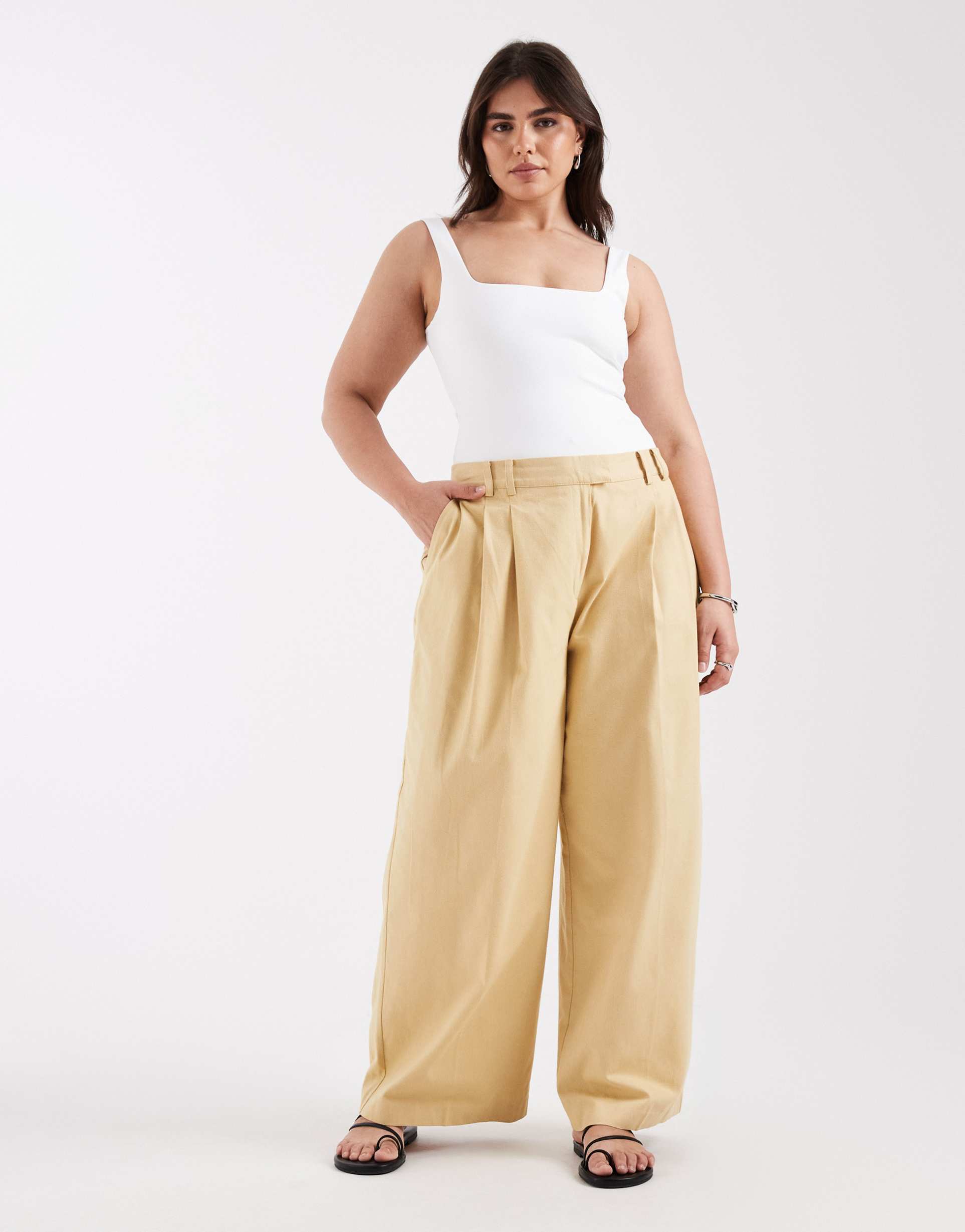 asos design curve tailored relaxed pants in mustard