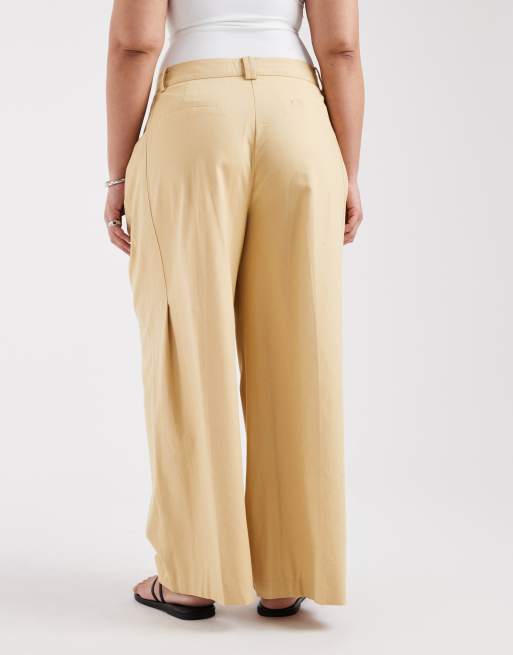 ASOS DESIGN Curve Tailored relaxed pants in mustard, 3 of 5