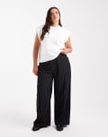 [ASOS DESIGN] ASOS DESIGN Curve tailored relaxed straight leg pants in black pinstripe 24 Black Pinstripe