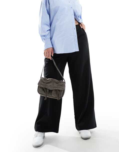 ASOS DESIGN Curve tailored relaxed straight leg pants in black - view 1