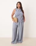 [ASOS DESIGN] ASOS DESIGN Curve tailored relaxed straight leg pants in blue (part of a set) 24 blue