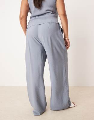 Asos Design Curve Tailored Relaxed Straight Leg Pants In Gray