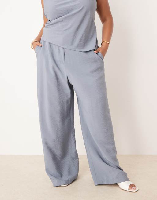 ASOS DESIGN Curve tailored relaxed straight leg pants in blue - part of a set, 4 of 5