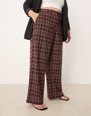 Asos Curve Asos Design Curve Tailored Relaxed Straight Leg Pants In Multi
