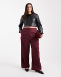 [ASOS DESIGN] ASOS DESIGN Curve tailored relaxed straight leg pants in dark cherry 24 Dark Cherry