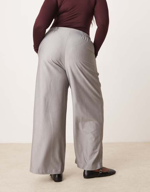 ASOS DESIGN Curve tailored relaxed straight leg pants in gray