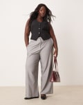 [ASOS Curve] ASOS DESIGN Curve tailored relaxed straight leg pants in grey 24 Grey
