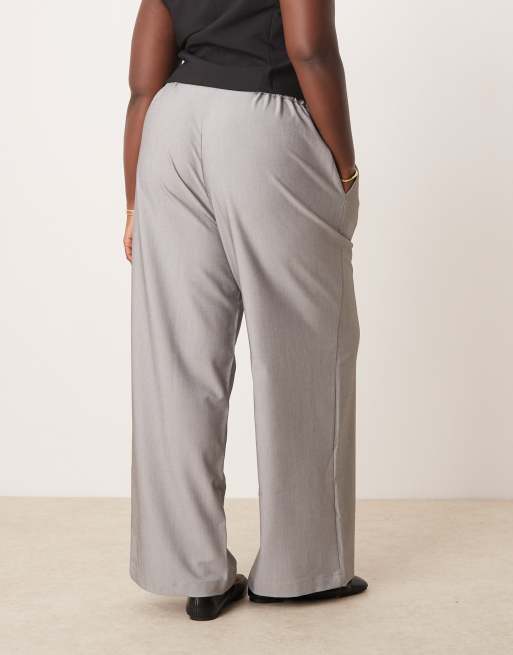 ASOS DESIGN Curve tailored relaxed straight leg pants in grey, 5 of 5