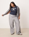 [ASOS Curve] ASOS DESIGN Curve tailored relaxed straight leg pants in grey-Black 22 Grey
