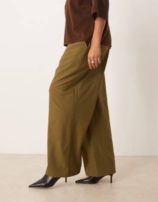 Asos Curve Asos Design Curve Tailored Relaxed Straight Leg Pants In Black