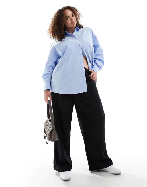 ASOS DESIGN Curve tailored relaxed straight leg trousers in black, 2 of 5