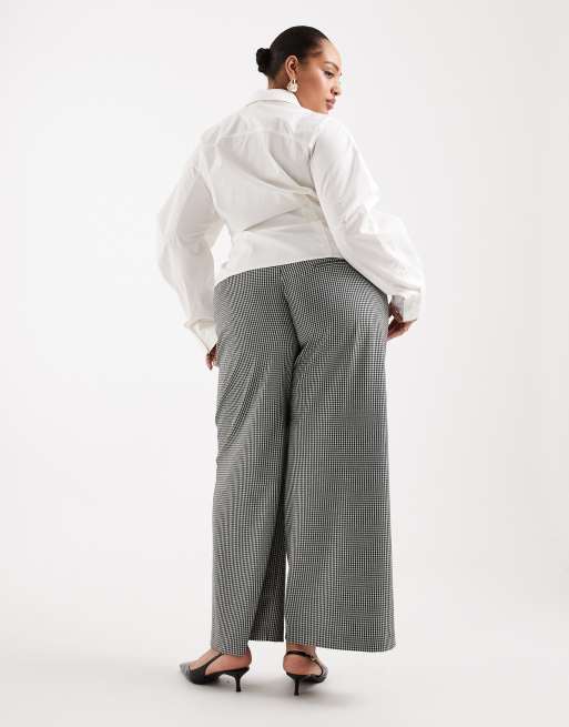 ASOS DESIGN Curve tailored relaxed trouser in houndstooth - MULTI, 3 of 5