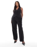 [ASOS DESIGN] ASOS DESIGN Curve tailored slim straight pants in black 24 BLACK