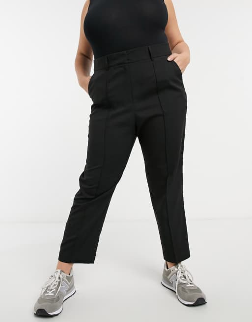 plus size black cigarette trousers ASOS DESIGN Curve tailored smart mix & match cigarette pants in black