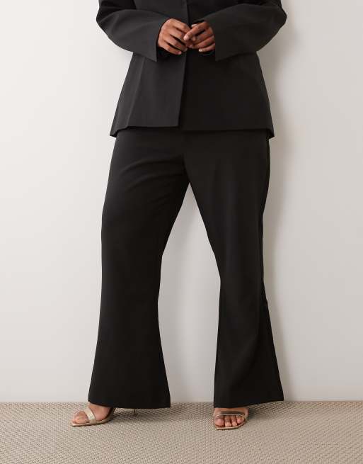 ASOS DESIGN Curve Tailored snatch tux flare pants in black, 2 of 5