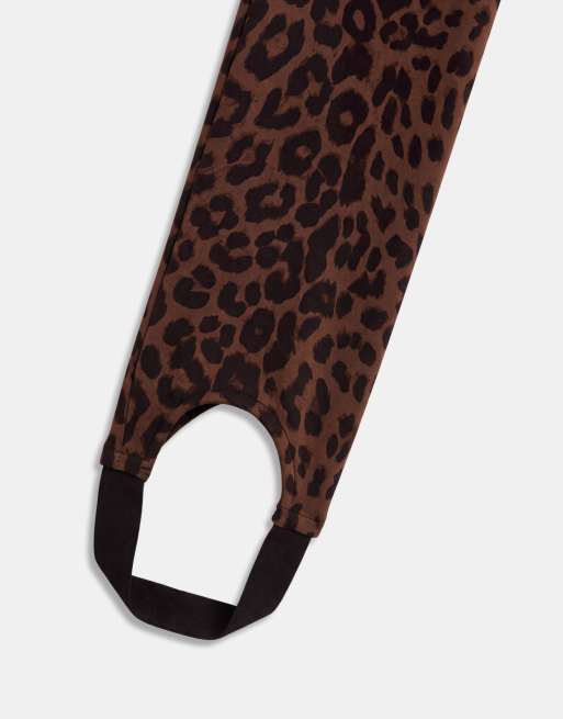 ASOS DESIGN Curve Tailored stirrup detail leggings in leopard print, 9 of 9