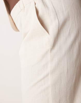 Asos Design Curve Tailored Straight Leg Pants In Neutral