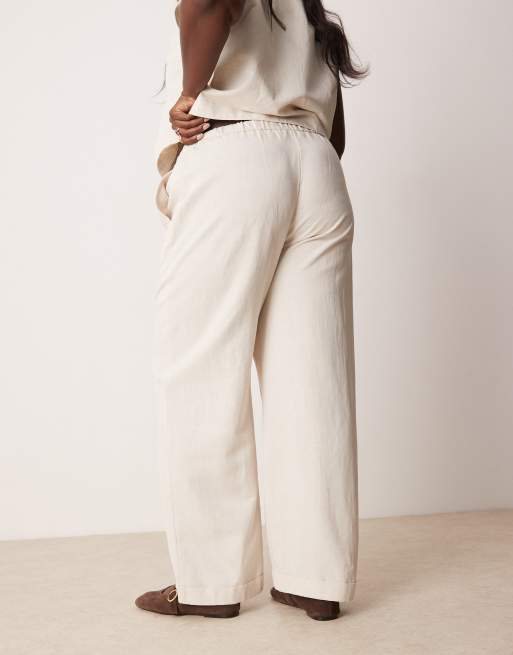ASOS DESIGN Curve tailored straight leg pants in stone