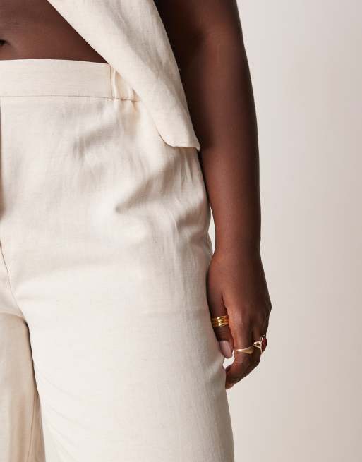 ASOS DESIGN Curve tailored straight leg pants in stone