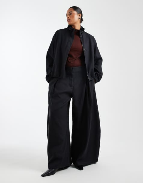 ASOS DESIGN Curve tailored super wide pants in charcoal - view 1