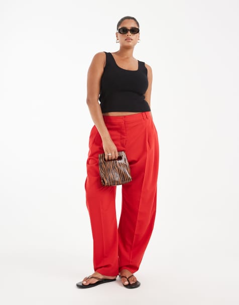 ASOS DESIGN Curve Tailored tapered pants in red - view 1