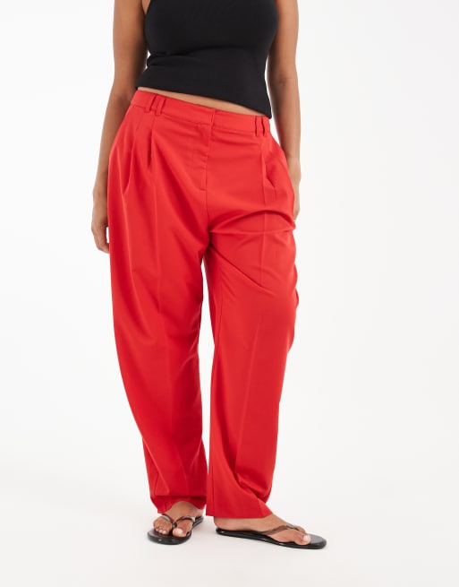 ASOS DESIGN Curve Tailored tapered trousers in red, 2 of 5