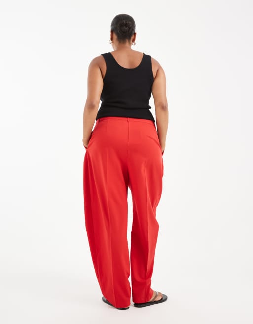 ASOS DESIGN Curve Tailored tapered trousers in red, 3 of 5
