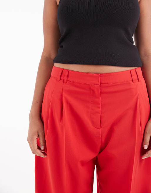 ASOS DESIGN Curve Tailored tapered trousers in red, 4 of 5